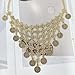 Retro Gypsy Coins Tassel Charm Statement Ethnic Necklace for Women Men Vintage Bollywood Collar Bib Boho Indian Tribal Pendant Fashion Oxidized Jewelry Bohemian Exaggerated Costume Gift (Gold)