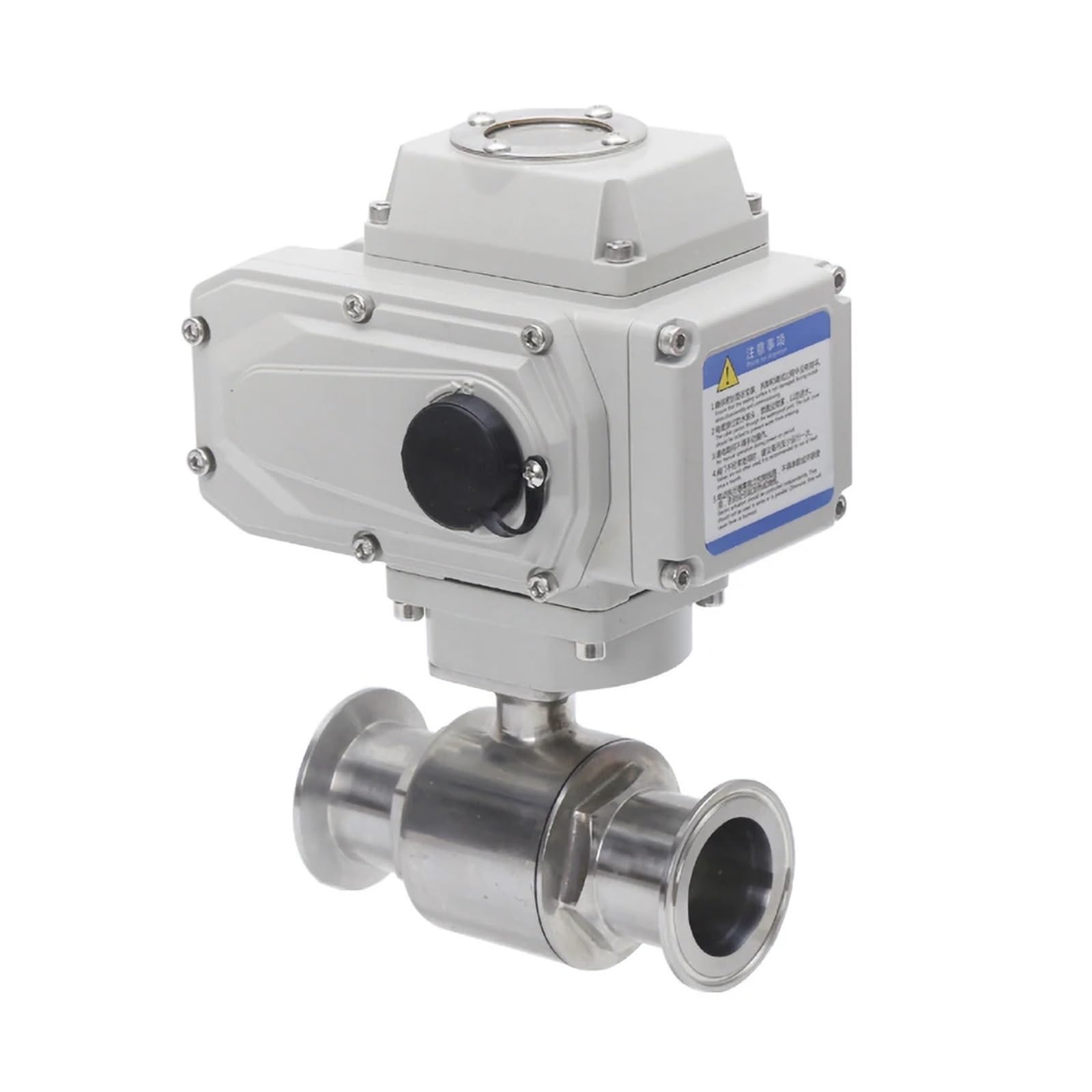 VSPPJYFG 32mm High Platform Electric Ball Valve 220V 110V 12V 24V Stainless Steel Clamp Type Quick-fit Through Ball Valves(24VDC)