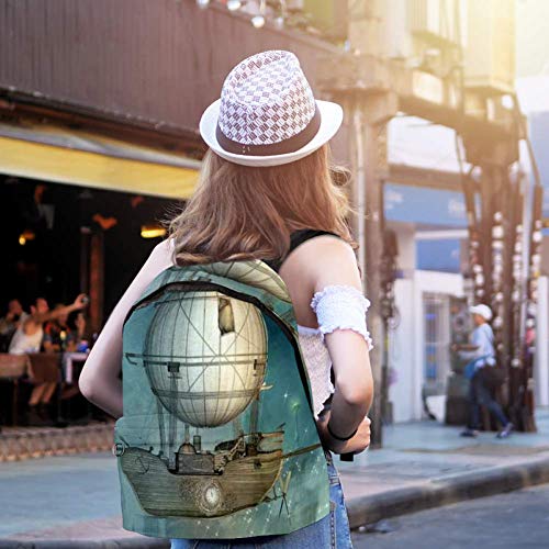 Steampunk Airship Flies Over Futuristic Town Backpack Shoulder Bag Daypack for School Boys Girls steampunk buy now online