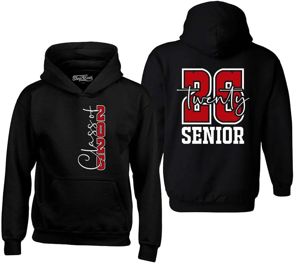 shop4ever Class of 2026 Red Senior Double Sided Hoodie Sweatshirts