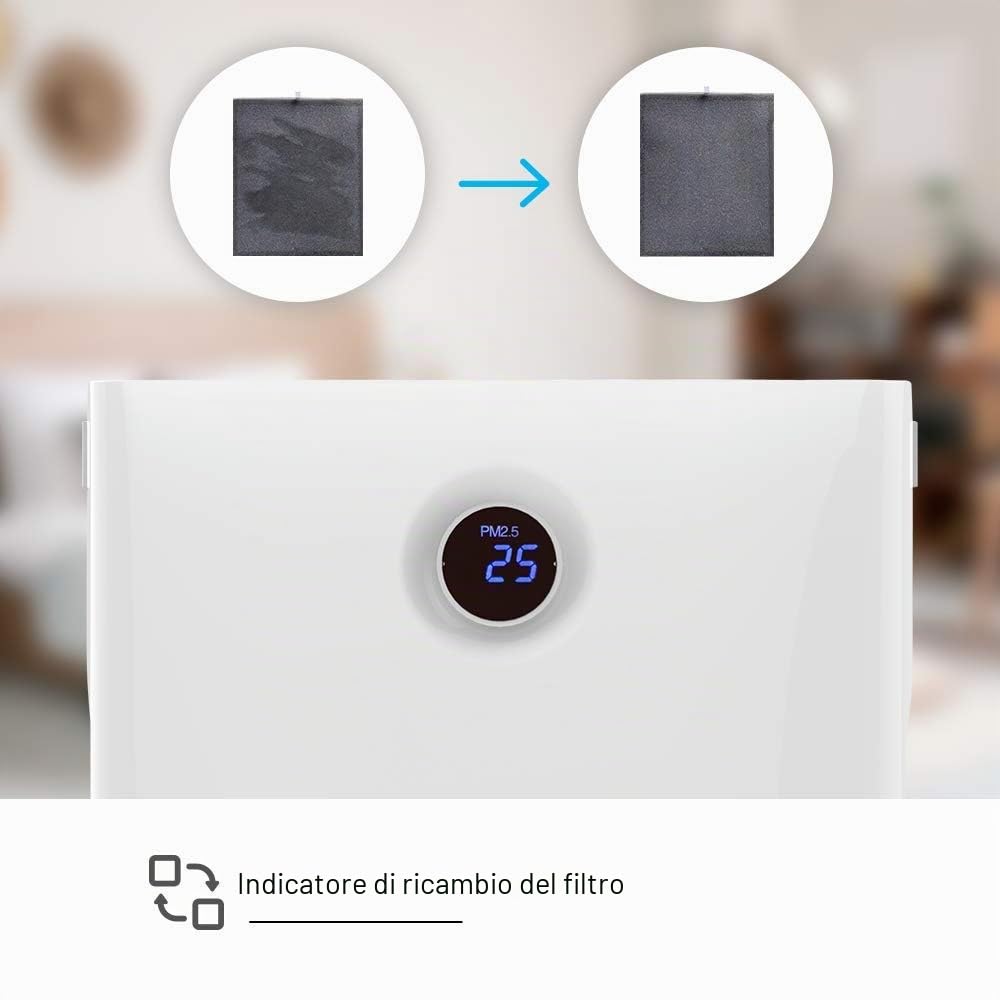 EZVIZ Purificatore d'Aria con Tecnologia UV-C che Uccide Batteri e Virus, Quattro Stadi di Filtraggio, Adatto per Ambienti Fino a 42mq