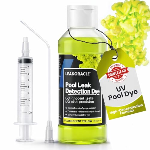 Pool Leak Detection Dye Kit by Leak Oracle – 8 oz Fluorescent Yellow UV Pool Dye with Precision Applicator – Made in USA – Long-Lasting Formula for Pools, Spas & Hot Tubs