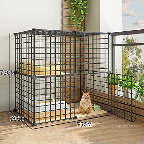 Cage pour chat modulable à 3 niveaux avec enclos et espace toilettes - 5