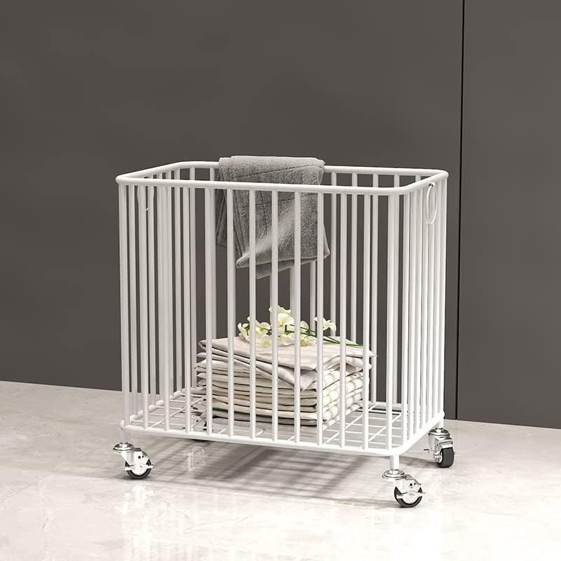 Miniatura 3 de Cesta de lavandería con ruedas, cesta organizadora de lavandería de metal de gran tamaño, cesta organizadora de almacenamiento de ropa o lino, para
