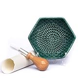 The Grate Plate 3 Piece Handmade Ceramic Garlic Grater Set - Grater, Peeler, Brush