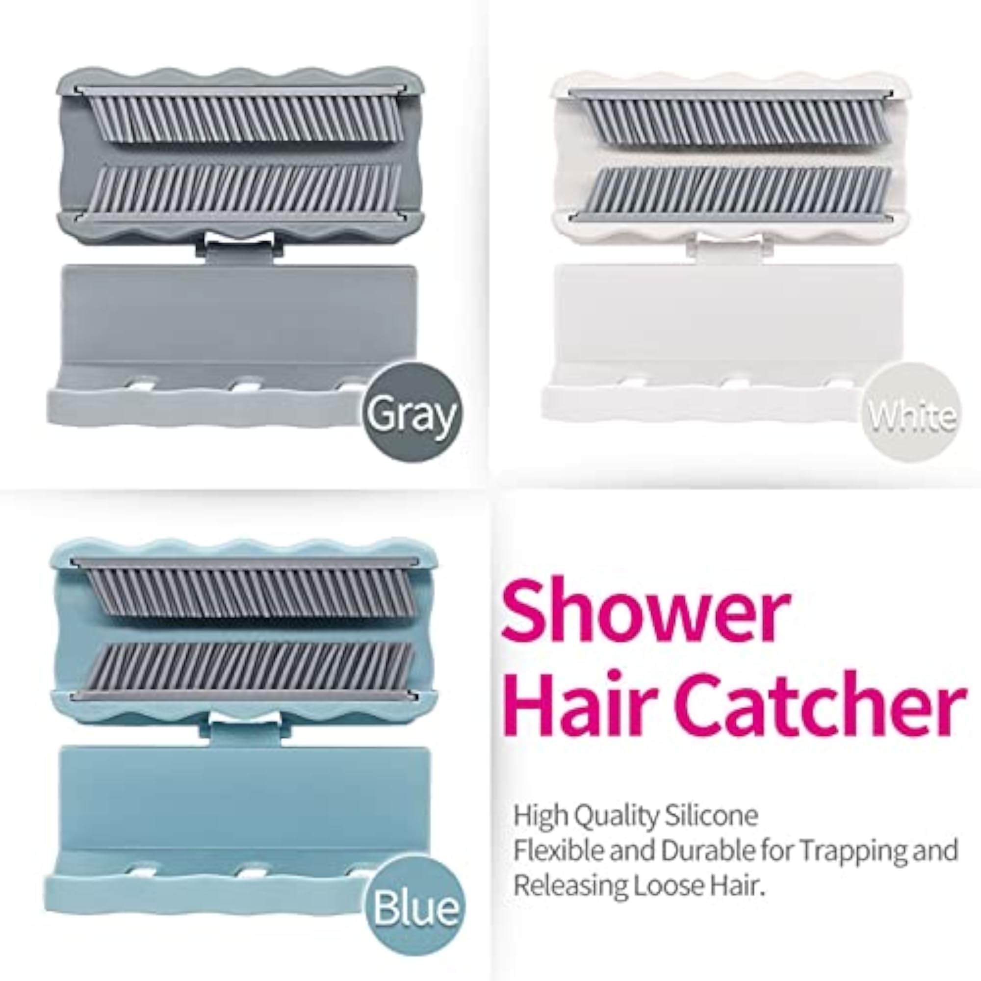 Shower Hair Stopper Adhesive Strips, Silicone Slider