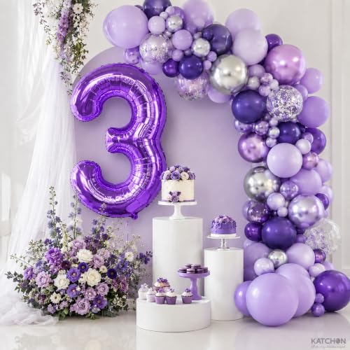 Image of KatchOn Purple Number 3 Balloon 40 Inch