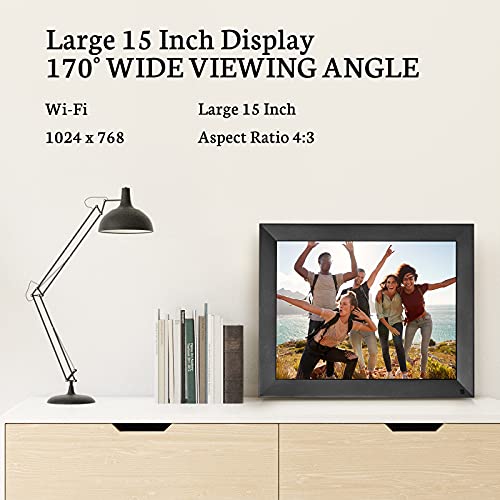 Bsimb 15 Inch Large Digital Picture Frame, Wifi Photo Frame Touch Screen With 16Gb Storage, Auto-Rotate, Share Photos And Videos Via App Email, Wall Mountable, Gift For Grandparents #TOP2