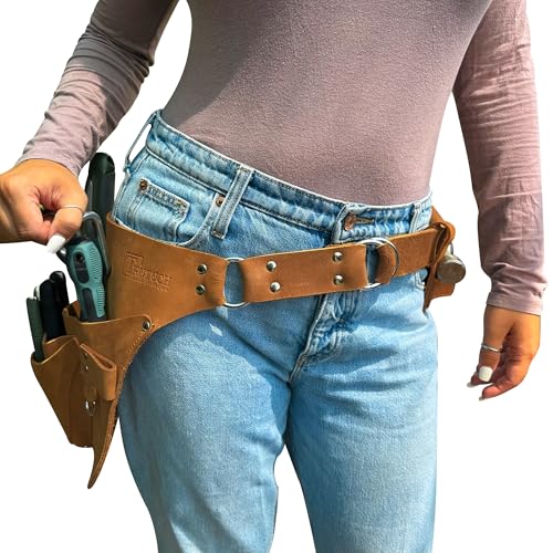 TRUTUCH Leather Garden Tool Belt for Men Women | Gardening Tool Pouch | Gardener Apron | Holster Pouch | Tool Belt Bag Organizers | Florist Belt, Electrician, Carpenter, Framer, Landscaper