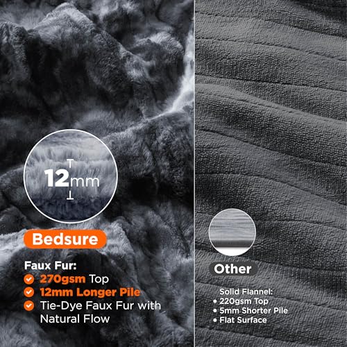Image of Bedsure Faux Fur Heated Blanket Throw Blanket, Fast Heating Electric Blanket with 6 Heating Levels & 4 Time Settings, Cozy Gifts for Women Men (50x60 inches, Black)