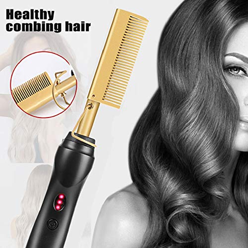 Electric Hot Comb,Hair Straightener,Portable Travel Beard Comb Hair Anti-Scald Ceramic Press Comb,Suitable For Men And Women Wigs #TOP2