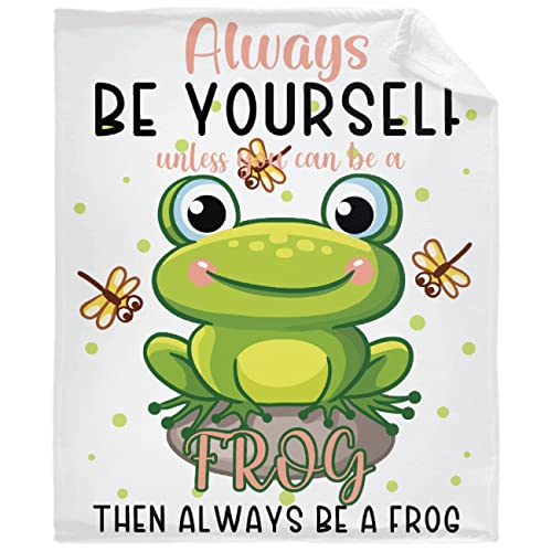 Always Be Yourself Unless You Can Be A Frog Blanket Throws Gift for Girls Boys?Cute Decor Plush Soft Lightweight Flannel Fleece Blankets Manga Quilt for Bed Couch Chair 120x90In Extra Large