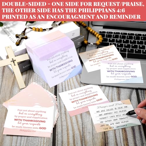 Moinchore 500 Pcs Prayer Request Cards 3x4 Inch Christian Bible Verse Prayer and Praise Cards with Inspirational Scripture Religious Baptism Church Lent Gifts for Easter Mother\'s Day, Philippians 4:6