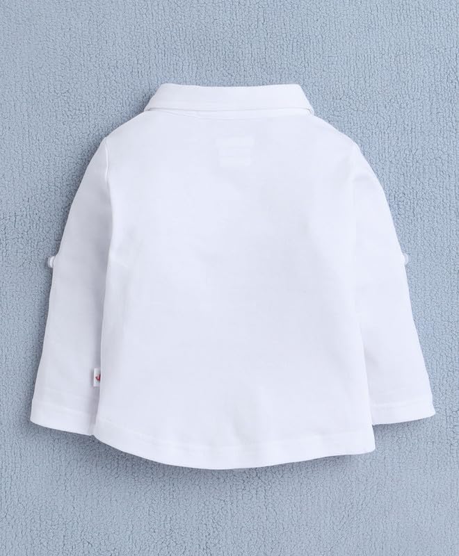 Image of BUMZEE Boys Regular Fit Full Sleeves Collar Neck Cotton Shirt Waistcoat & Short Set With Applique Bow