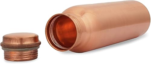 Miniatura 5 de Tambra Botella de agua de cobre puro para beber, botella de agua de cobre ayurvédica hecha a mano, tapa a prueba de fugas  Botella de cobre de