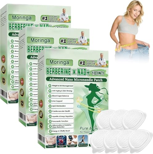 Patch (blue) Moringa NAD+ 10 in 1 Advanced Nano Microneedle Patch Moringa x Berberine Patches 7Pcs/Pack Weight Patches for All Body Types3 boxes