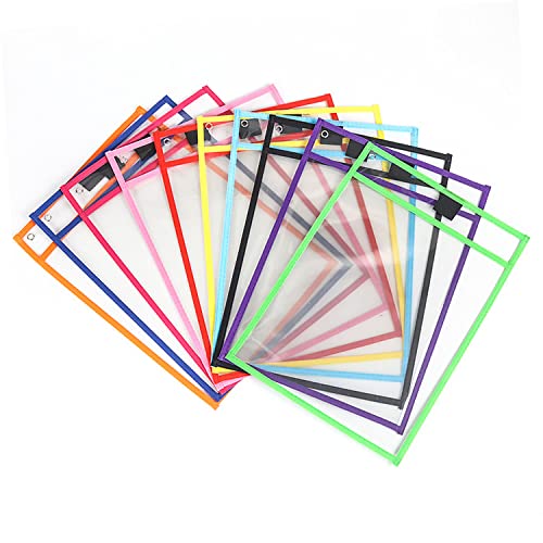 10 Piezas Bolsas de Borrado en Seco, Bolsillo de Borrado en Seco Reutilizables, para Oficina y Materiales de Enseñanza