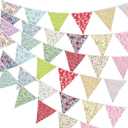 G2PLUS 10M Fanions Guirlande de Fanions Fanion de Couleur Drapeaux de Triangle Décoration Double Face pour Chambre à Coucher,Fêtes d'anniversaire ou Décoration de Mariage