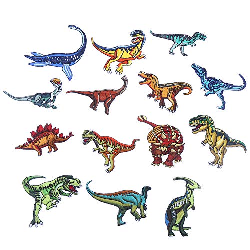 14 parches termoadhesivos decorativos bordados para tela, mochilas, vaqueros, abrigos, dinosaurios