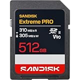 SANDISK Extreme Pro UHS II V90 Carte SD de 512 Go (Vitesses de Lecture Jusqu’à 310 Mo/s, Vitesses d’écriture Jusqu’à 305 Mo/s, Compatible avec Les appareils Photo Reflex numériques et Hybrides)