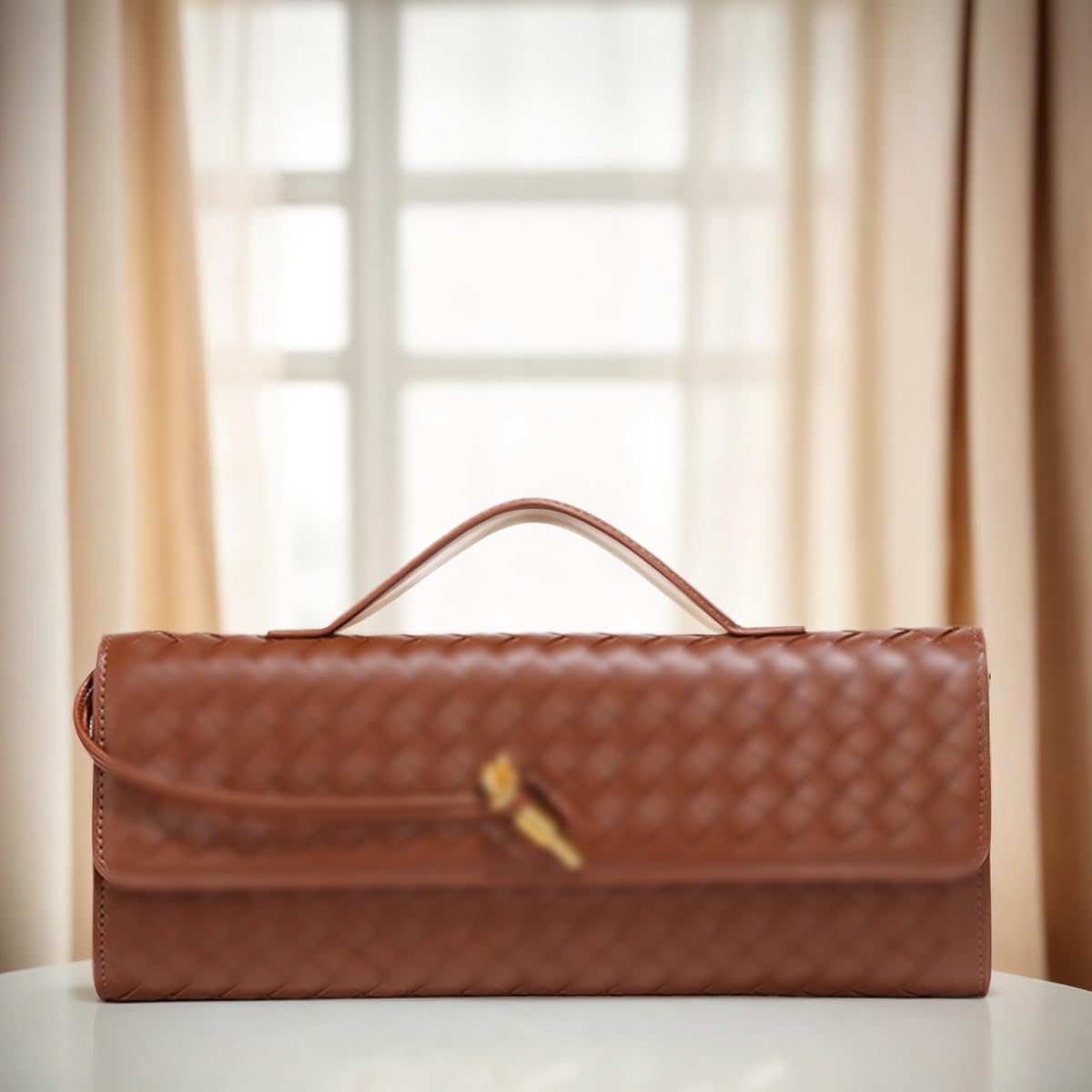 JYG Woven Handbag for Women Fashion Evening Shoulder Bag PU Leather Handmade Clutch Purse Casual Crossbody Bags 2024 - Image 2