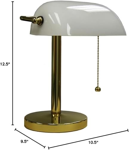 Miniatura 2 de Ore International KT-188WH Lámpara de banquero, 12.5 pulgadas de altura, color blanco