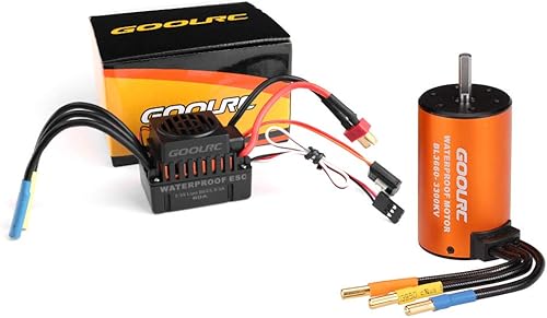 GoolRC Motor sin escobillas Actualización impermeable 3660 3300KV Motor sin escobillas con 60A ESC Combo Set para 1/10 RC Car Truck