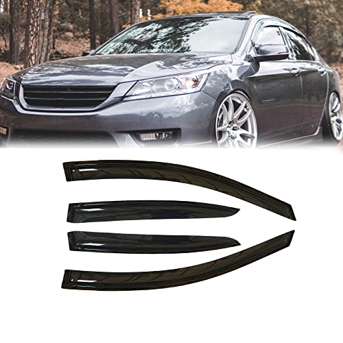 ZZDSNJ Tape-On Rain Guard 4-Piece for 2013-2017 Honda Accord Windows Visor Shield Shade Smoke 94535
