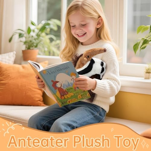 Image of Anteater Stuffed Animal, Anteater Plush Toys Lifelike Cute with PP Cotton,10.6 Inches Soft Realistic Stuffed Zoo Animals Toy Juguetes De Peluche Gifts for Kids Girls Animal Lover Birthday Christmas