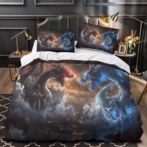 Housse de couette dragon 3D en microfibre super douce parure de lit de qualité - 4