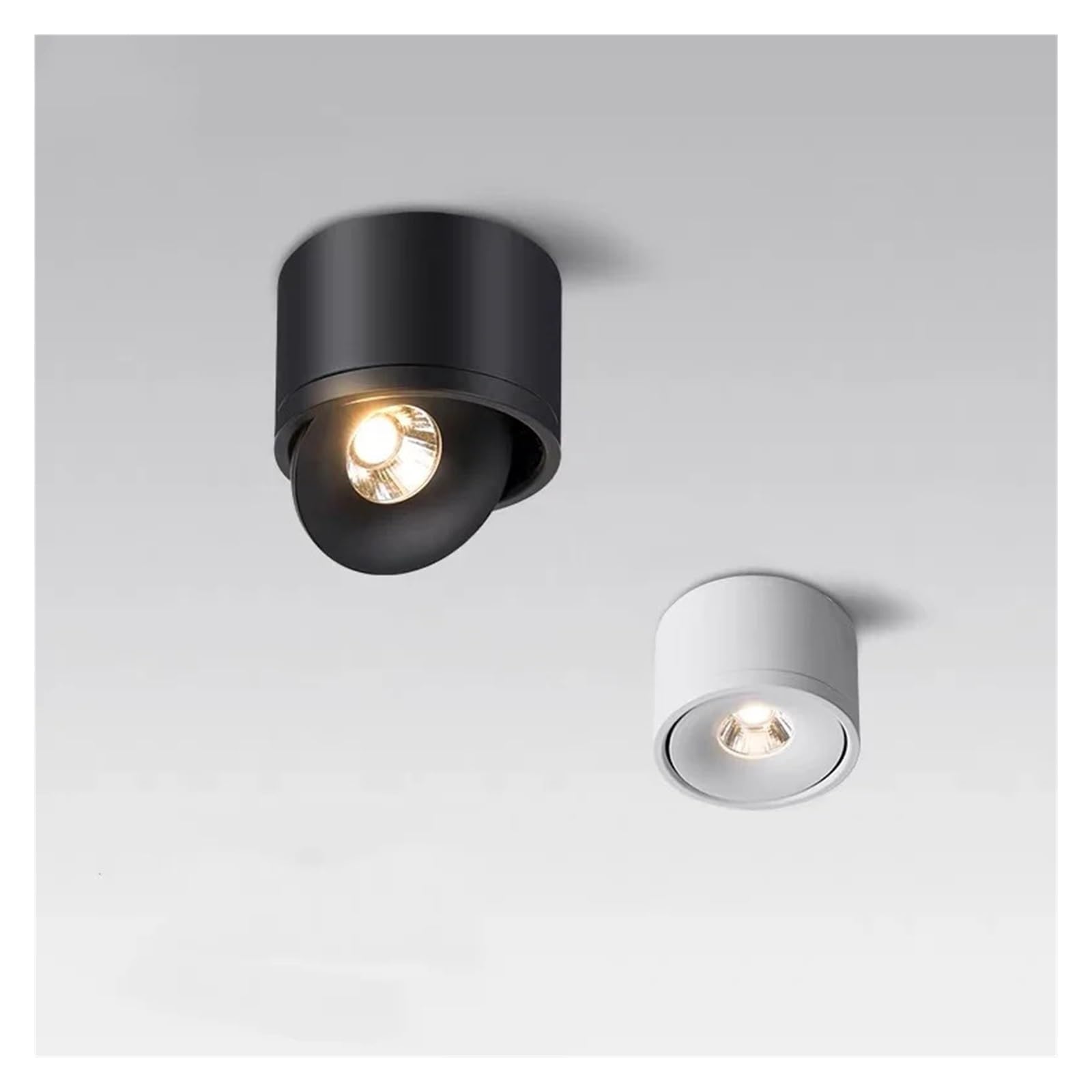 Ściemnialna lampa sufitowa LED montowana na powierzchni 7W15W18W24W, czarna, sufitowa lampa COB, obracane tło, światło punktowe do domu Koncert i wesele(Nero,Warm,12W Dimmable D74MM)