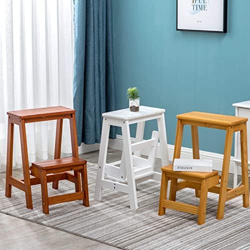 Foldable Solid Wood Stool & Stepladder - Space-Saving Sturdy Chair for Home, Kitchen & Library - 150kg Capacity Multifunctional Step Ladder