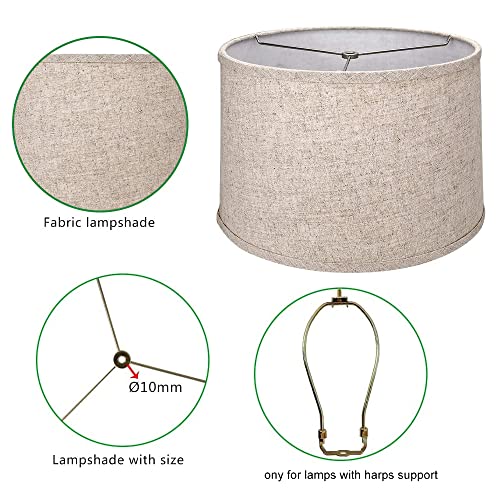 Tootoo Star Brown Lamp Shade Medium Drum Lampshade For Chandeliers Floor Light And Table Lamp 13X14X9 Inch, Natural Linen Hand Crafted, Spider #TOP3