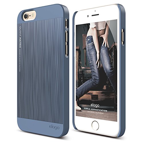 iPhone 6S Case, elago® [Outift Matrix][Royal Blue] - [Premium Hybrid Construction][Brushed Aluminum][Spark Design Award] - for iPhone 6/6S