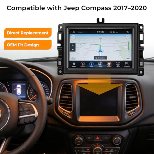 Image of 7 Inch LCD Display Touch Screen Digitizer Monitor with Bracket Compatible with Jeep Compass 2017-2020 Compatible with Uconnect Replace TDO-WXGA0700K00033-V2 TDO-WXGA0700K00057-V1