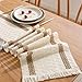 Niviy Boho Table Runner for Christmas Winter Home Decor 72 Inches Long Farmhouse Macrame Table Runner Cotton Linen Woven Table Runners for Spring Dining Table Decoration, Beige & Brown