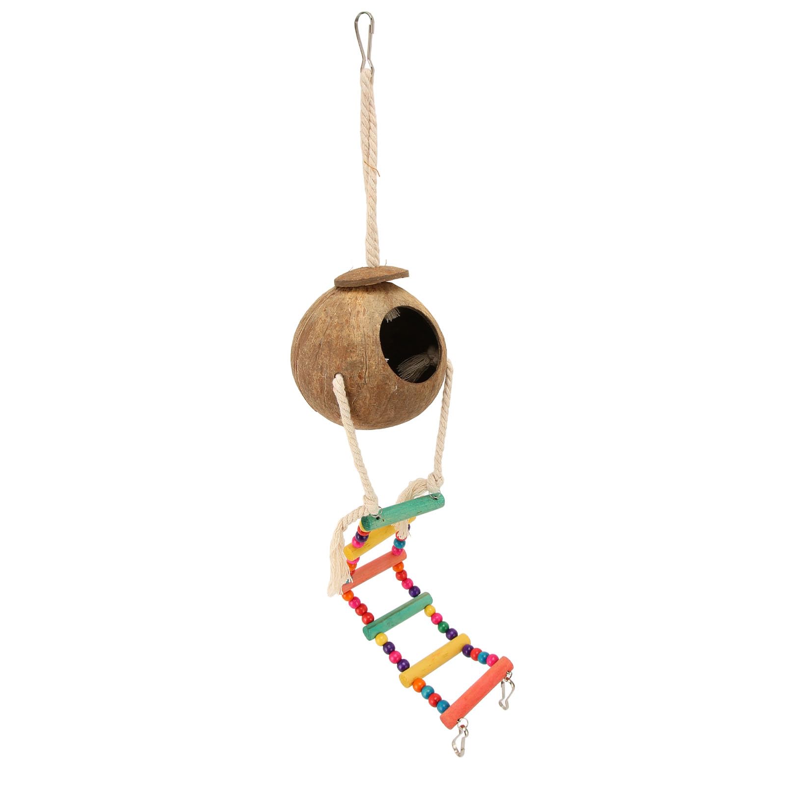 Juguete para pájaros, barra de cuerda con campana, papel masticable colorido, buscador de comida, adecuado para loros, entretenimiento y ejercicio