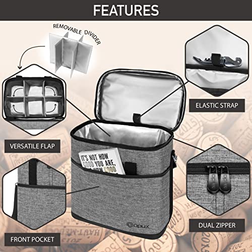 Opux 6 Bottle Carrier Tote | Insulated Padded Wine Cooler Bag For Travel. Picnic, Byob | Portable Leakproof Wine Tote Bag For Dinner, Party, Christmas, Wine Gift For Women, Men (Heather Gray) #TOP3