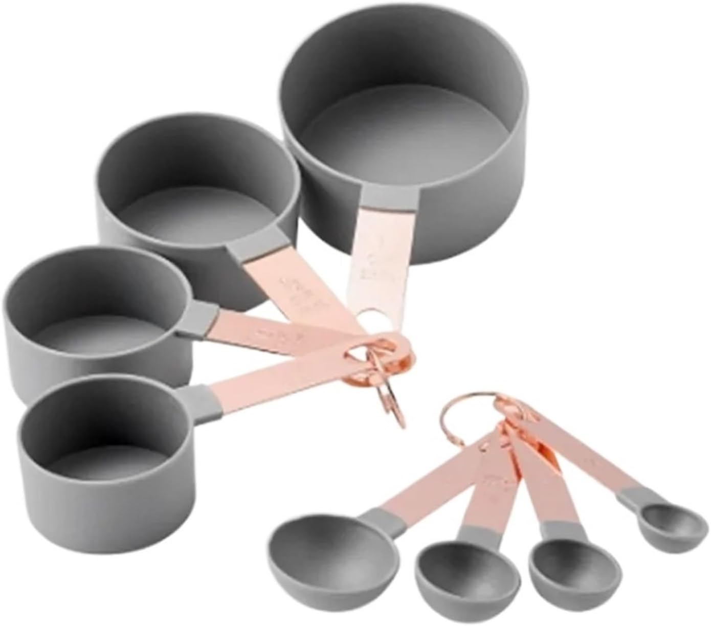 1set Measuring Cup And Spoon Set, Stackable Cups And Spoons, Nested With Stainless Steel Handles, Kitchen Gadgets(Pink)