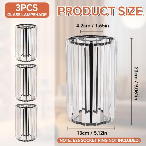 Image of Teenyyou 2 Pack Crystal Pendant Light Shade, 1-5 /8 inch(1.65 inch) UNO-fitter, Tall | Wall Sconce Lamp Chandelier, Metal Light Cover Replacement for Home, Dining & Living Room, 1.65 inch x 5.1 inch Dia x 9 inch H