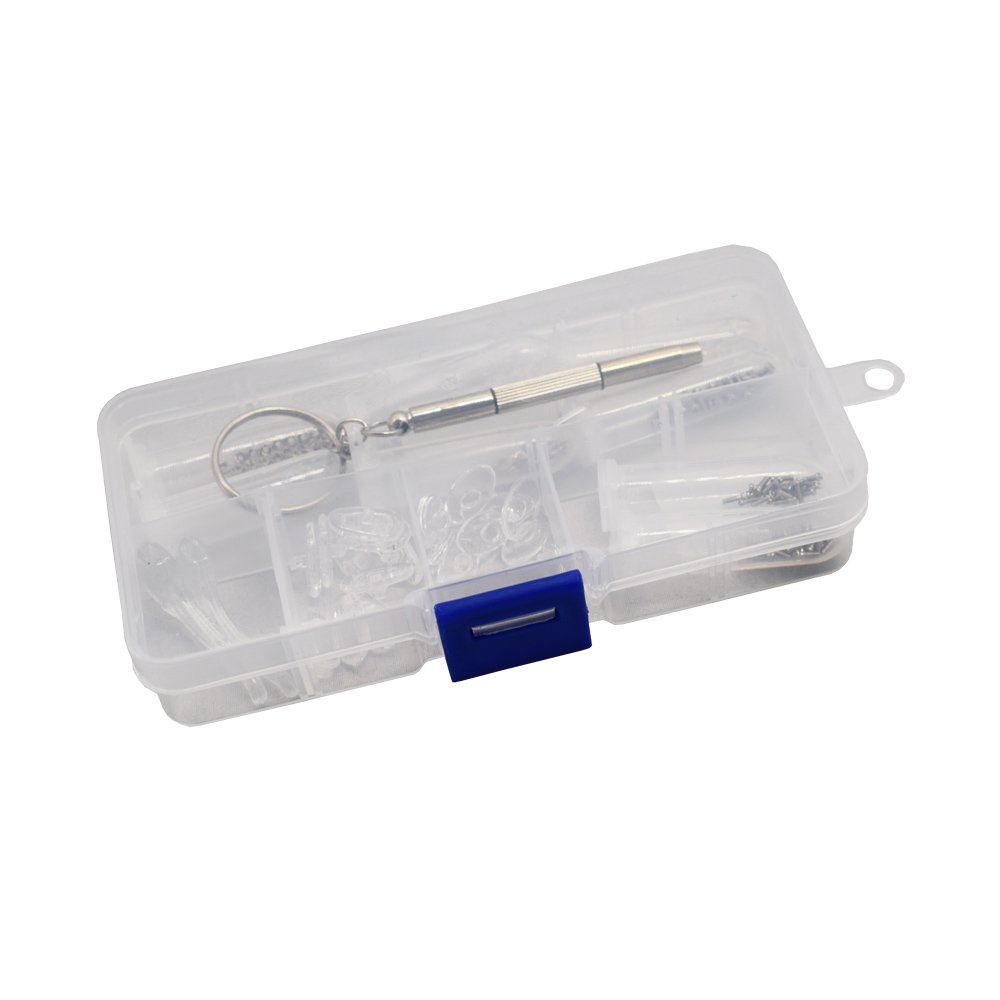 Motanar Eyeglass Sun Glasses Screw Nut Nose Pad Optical Repair Tool Assorted Kit Ultra-Soft PVC Nose Pads