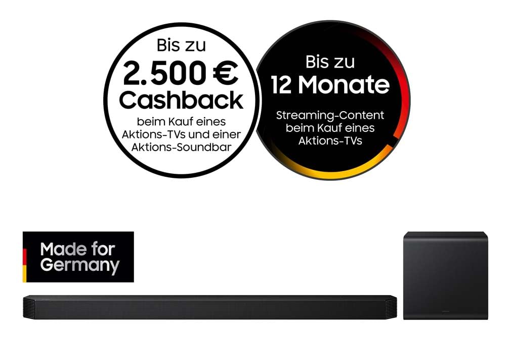 Samsung HW-Q810GF Q-Series 5.1.2-Kanal-Soundbar für Fernseher, Kabelloser 6,5"-Subwoofer, Kabelloses Dolby Atmos und DTS:X, SpaceFit Sound Pro, Q-Symphony