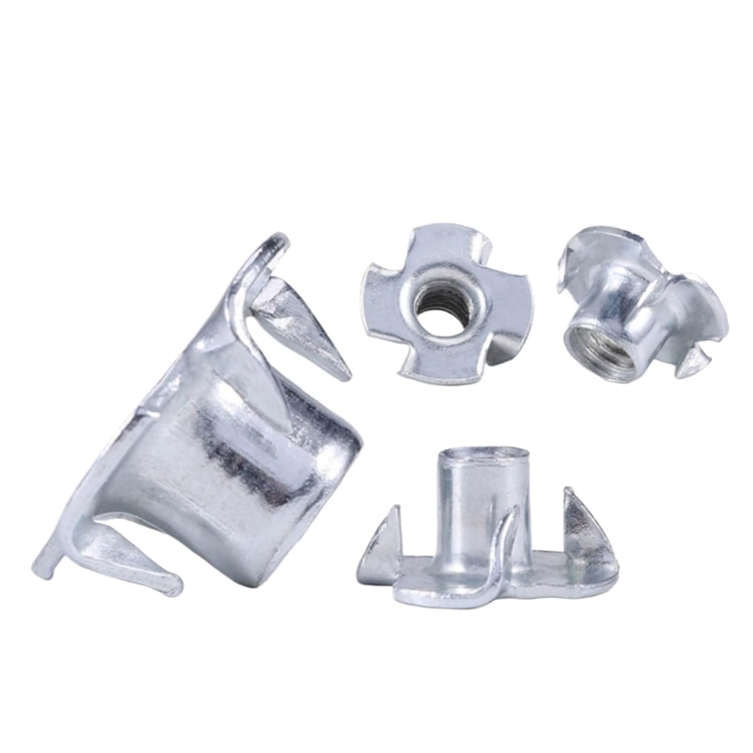 M3 M4 M5 M6 M8 M10 1/4-20 Carbon Steel Four Claws Nut Speaker T-nut Blind Pronged Insert Tee for Wood Furniture Hardware(M10x1.5mm,Qty 50pcs)