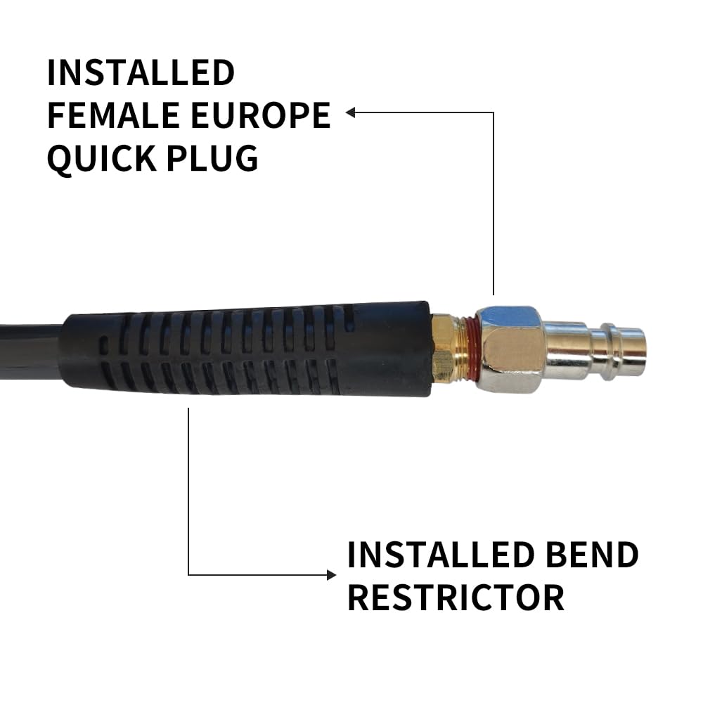 Air Compressor Hose Polyurethane(PU) Recoil Grey with 1/4" Europe Quick Coupler and Plug Fittings, 5m Length - Image 4