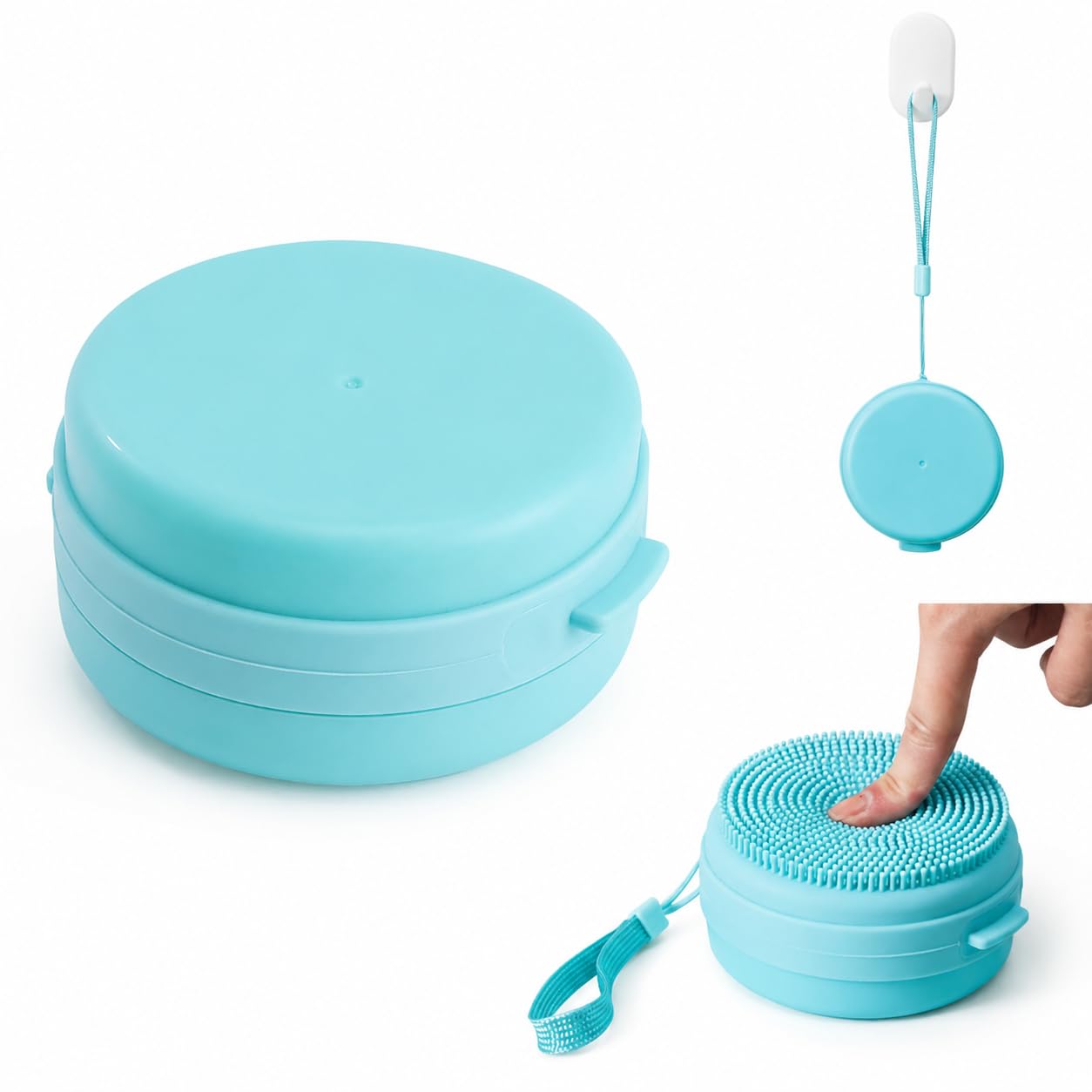 Spugna Silicone Corpo Porta Sapone, Spugna Doccia Corpo, Scrubber In Silicone, Spazzola da Bagno Rotonda in Silicone Blu, Adatta per Il Bagnoschiuma; Versare Acqua Pulita