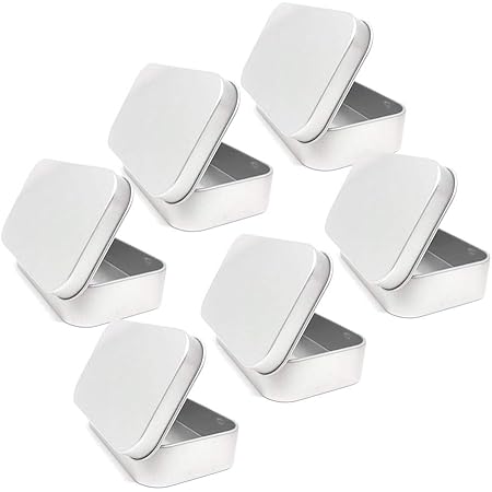 Amazon Co Jp ６個セット 缶ケース 缶ブリキ 収納ケース 小物収納 雑貨入れ 長方形 ブリキ製 ミニボックス メタル収納ケース ミニ ブリキ ブリキ缶 ヒンジ付き蓋 ホーム キッチン