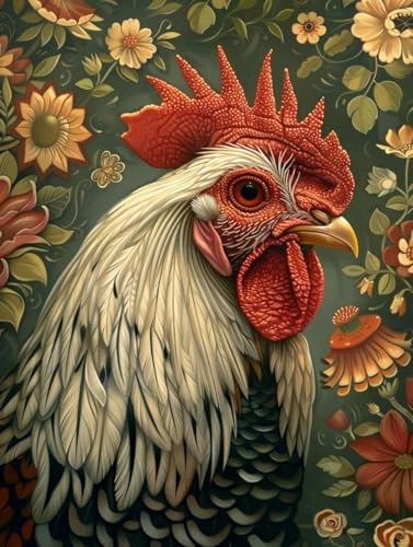 Diamond Painting poulet 5D : kit complet de broderie diamant grand format 60x90cm pour adulte