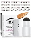 Eyebrow Stamp Stencil Kit, 1 Step Eye Brow Stamping kit with 25 Stencils for Perfect Brows, Long-Las