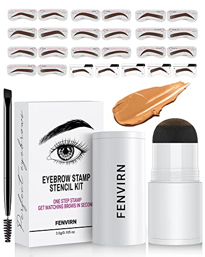 Eyebrow Stamp Stencil Kit, 1 Step Eye Brow Stamping Kit With 25 Stencils For Perfect Brows, Long-Lasting And Waterproof #TOP3