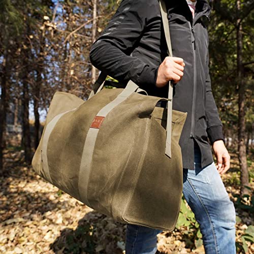 Inno Stage 22Oz Waxed Canvas Fire Wood Log Carrier Tote Bag For Fireplace With Patented Self Standing Design For Hay Hauling Outdoor Camping Or Bbq Barbecue- Khaki #TOP6